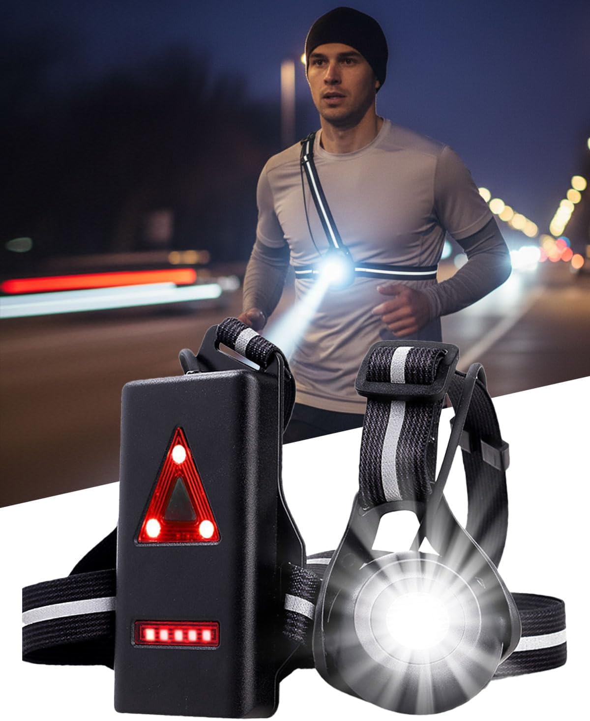 Wiederaufladbares Lauflicht, Wasserdichtes Lauflicht Mit Front-/rücklicht, 90°-beleuchtung Zum Laufen, 360°-reflexstreifen Zum Joggen Und Für Outdoor-aktivitäten