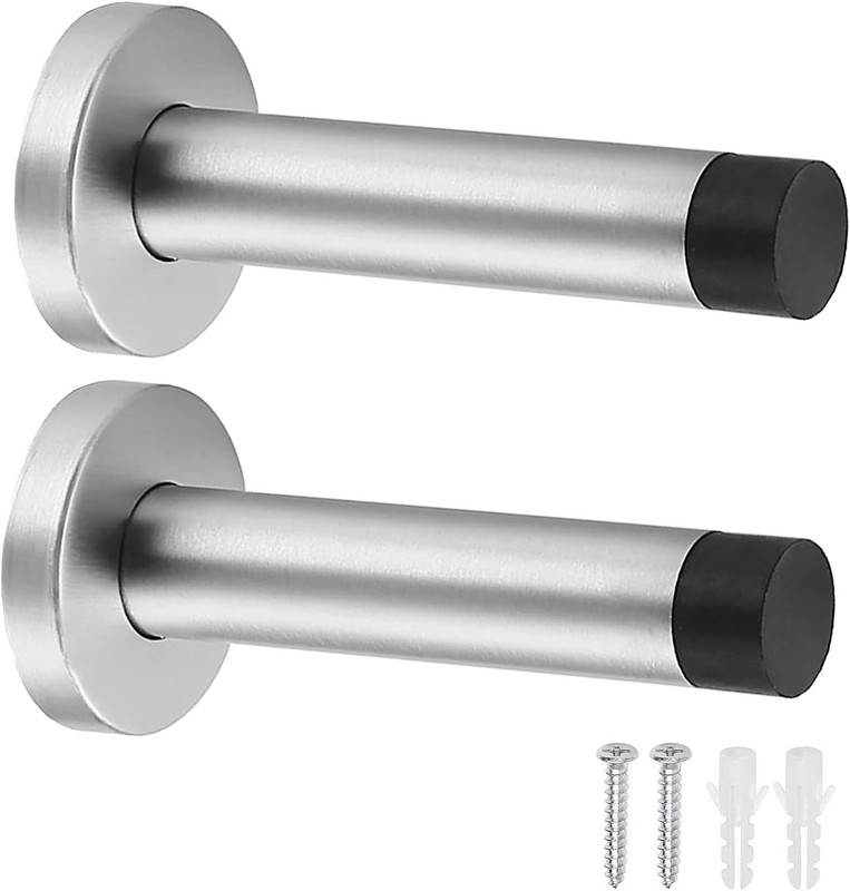 2er-set Türstopper Zur Wandmontage Robuste Türstopper Aus Edelstahl Mit Gummipuffer Türstopper Mit Schrauben Und Dübeln Für Den Innenbereich, Zum Schutz Von Wänden