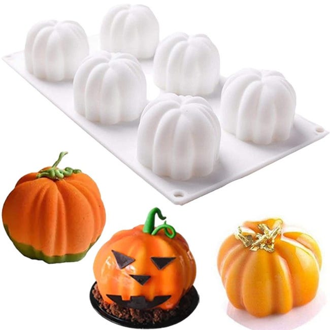 3d-silikonform Für Kürbisse Mit 6 Mulden Für Halloween, Cupcakes, Schokolade, Fondant Und Süßigkeiten, 295 × 175 × 45 Mm