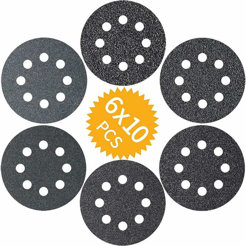 60 Stück 125 Mm Siliziumkarbid-schleifscheiben,schleifscheiben 60 100 150 180 240 320 Körnung 8 Löcher Für Schleifmaschinen