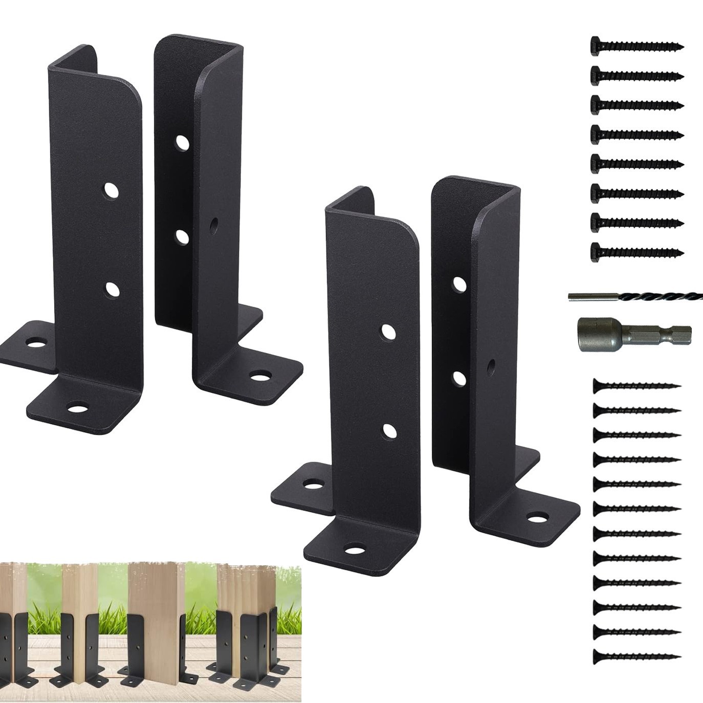 4 Stück Zaunpfostenstützen, Einschraubpfostenstütze, Bodenhülse, Verstellbare Deckpfostenbasis, Befestigung Der Holzpfostenstützen Für Pergola