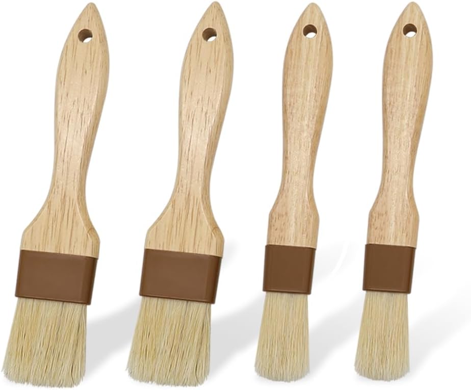 4-teiliges Küchenpinsel-set Aus Holz, Gebäckpinsel, Lebensmittelpinsel, Küchenpinsel Für Grill, Fleisch, Gebäck (klein + Mittel)