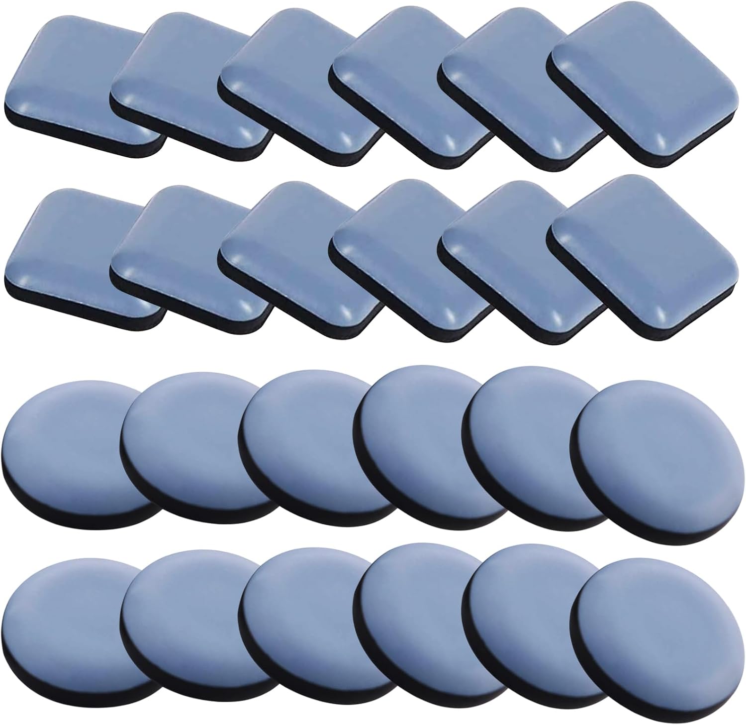 24 Stück Möbelgleiter, Teflon-möbelgleiter, Möbelgleiter, Hochleistungs-möbelgleiter, Für Stühle, Tisch Und Esszimmer (12 Quadratisch Und 12 Rund, 2 X 2 Cm)