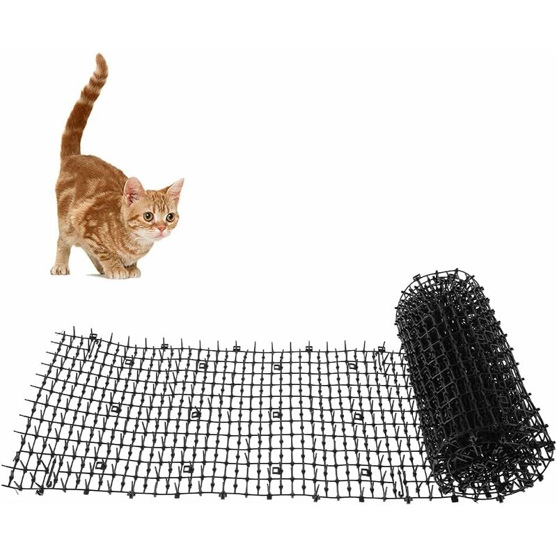 Katzen-kotmatte Mit Spikes, 2 M X 0,3 M, Flacher Stachelstreifen, Anti-katzen-matte Mit Humanen Kunststoff-spikes, Katzen-hunde-haustier-abwehr-spikes (schwarz)