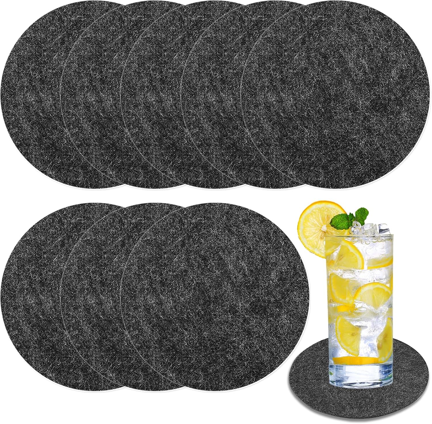 8 Stück Große Filzuntersetzer, 15 Cm Durchmesser, 3 Mm Stärke, Runde Filzuntersetzer, Rutschfest, Hitzebeständig, Anthrazit, Untersetzer, Für Töpfe, Gläser, Vasen, Schalen