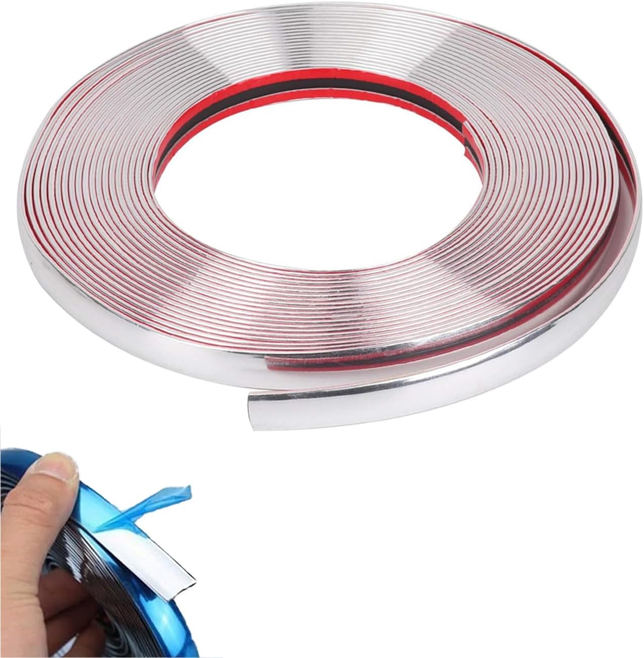 Auto-chromstreifen, 15 Mm X 5 M Chrom-auto-zierstreifen, Verbesserter Chrom-klebestreifen Für Die Außendekoration Von Karosseriefenstern (silber)