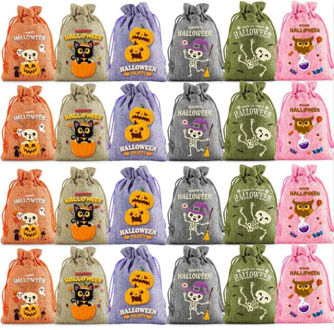 24 Jutebeutel Mit Kordelzug Für Halloween, Süßigkeitentüten, Aufbewahrungsbeutel Und Gastgeschenke