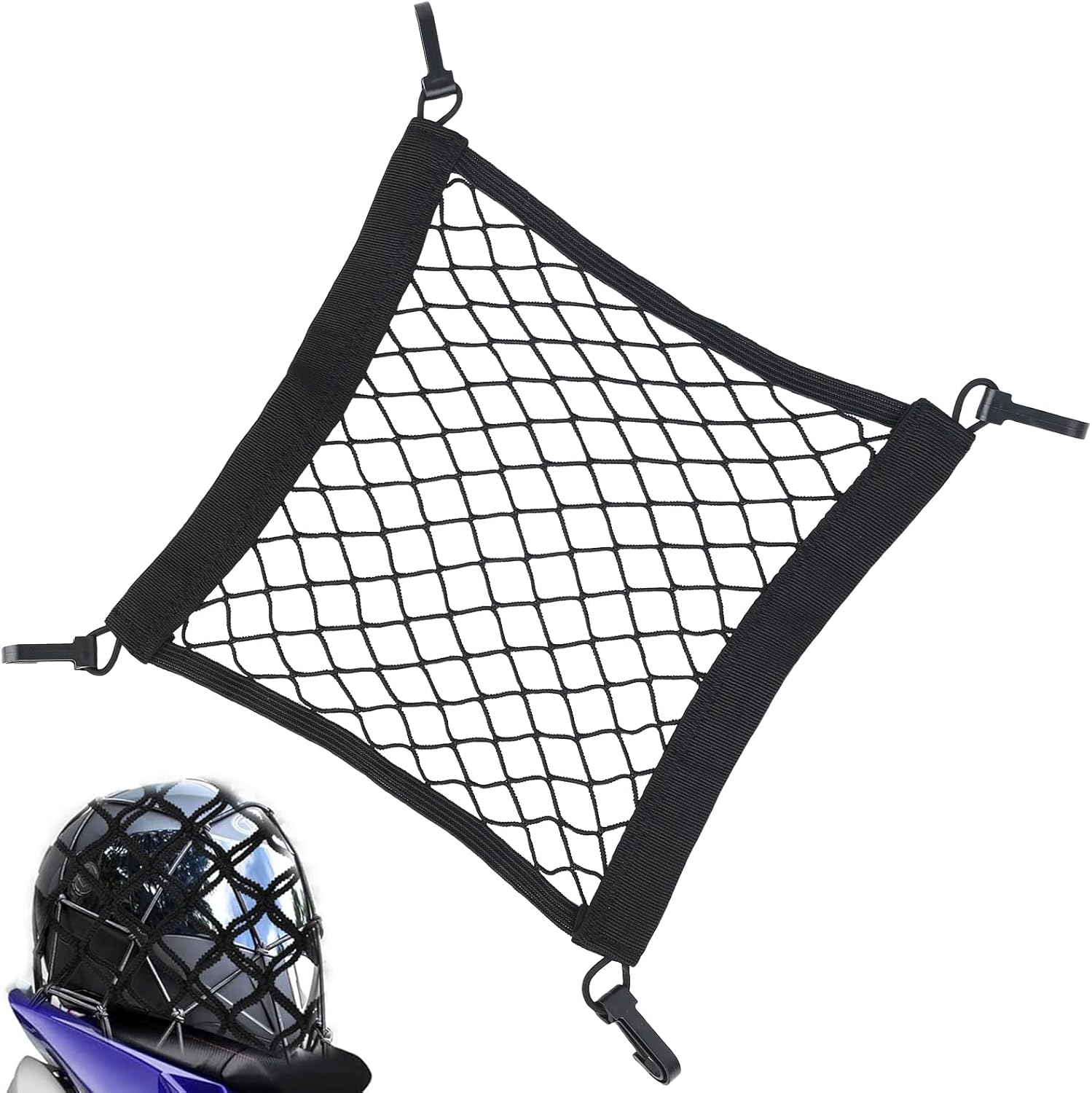 Elastisches Netz Für Fahrradkorb, Motorradgepäcknetz, Aufbewahrungsnetz Für Elektroroller Und E-bikes, Helmnetz Mit Haken, 30 X 30 Cm