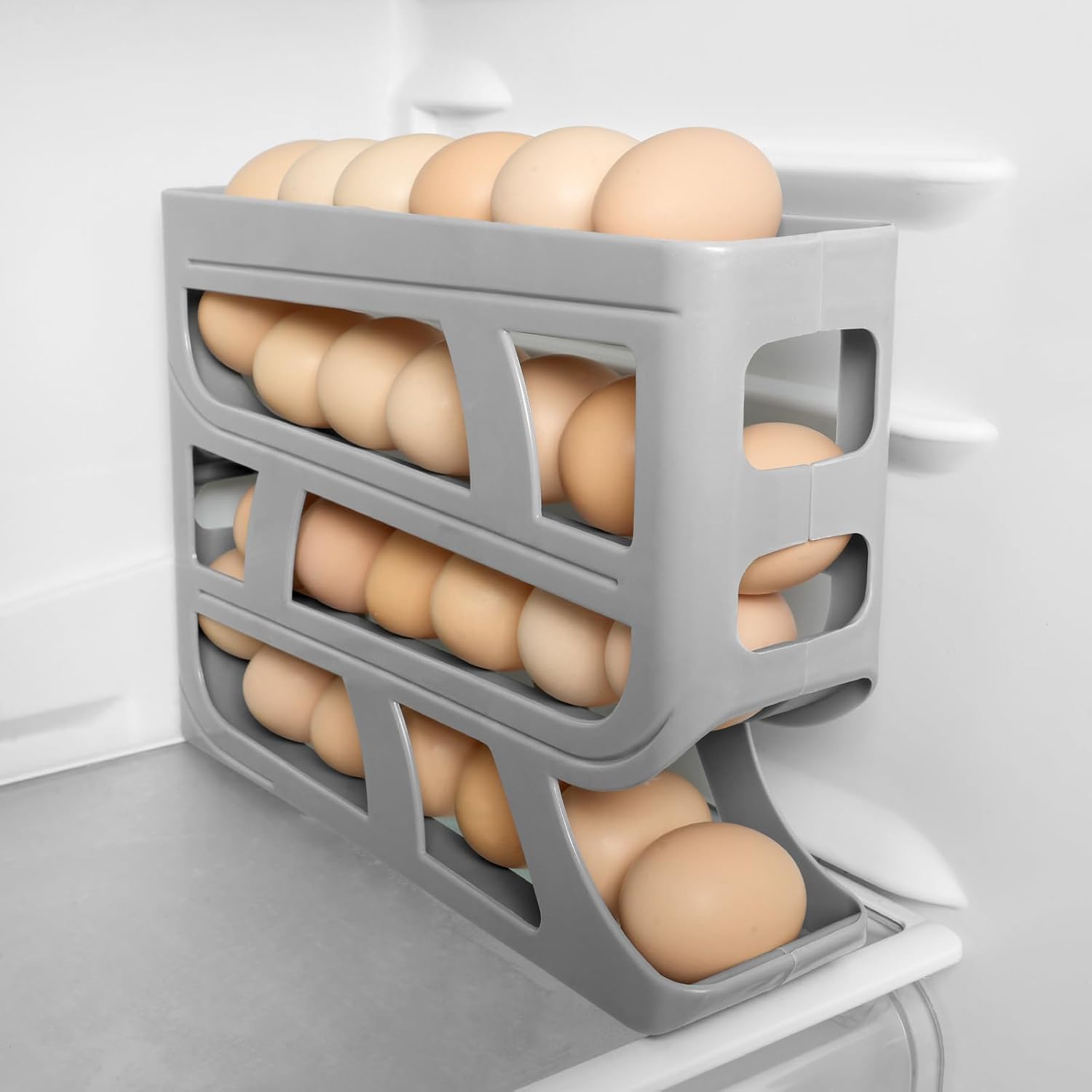 Automatischer Eierspender Mit 4 Ebenen, Eierspender Für Kühlschrank, Eier-organizer Im Kühlschrank, Eierspender Für Kühlschrank, Küche, Schränke – Grau