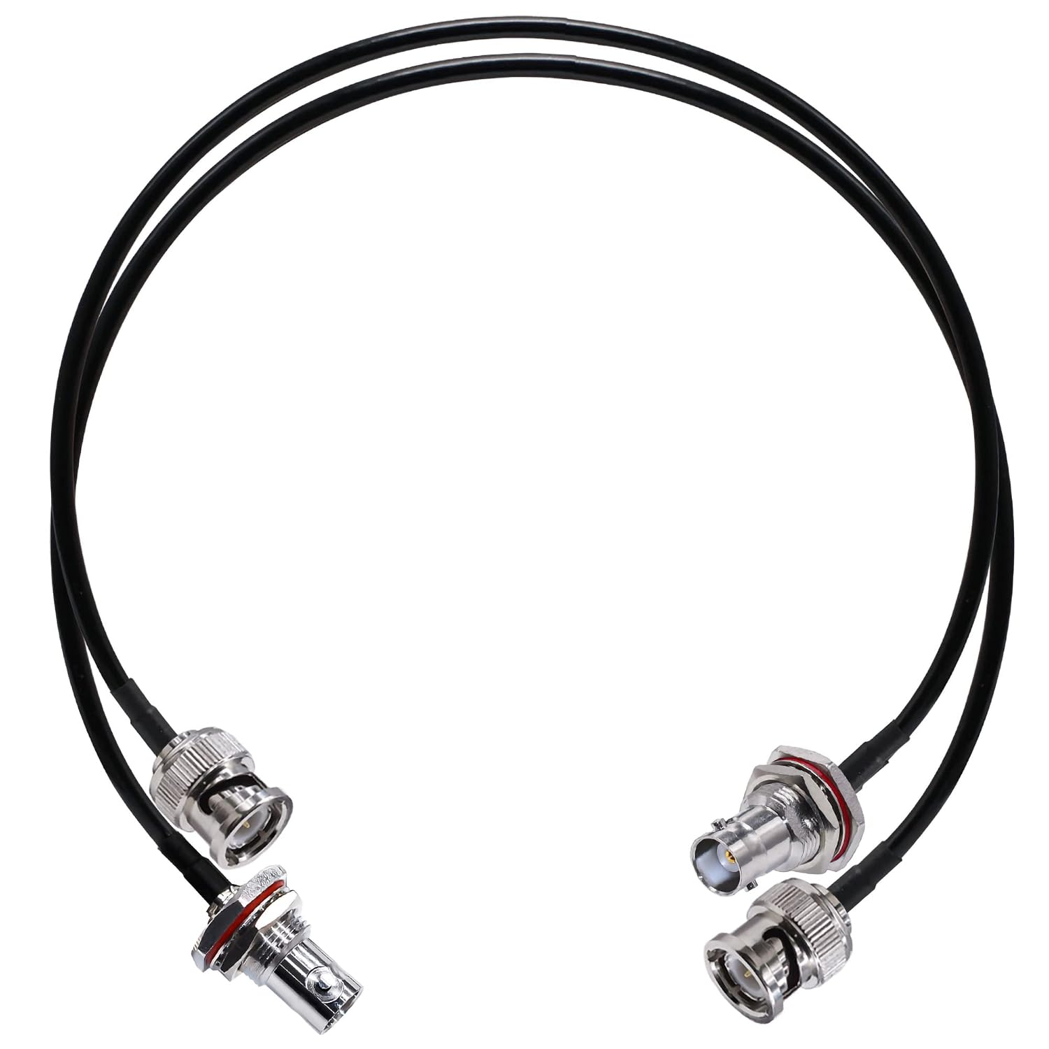 Bnc-überbrückungskabel Rg58 Bnc-stecker Auf Bnc-buchse, Cb-radio-koaxialkabel 20" (50 Cm), Wlan-antennenverlängerungskabel Für Sicherheitssysteme, 2er-pack