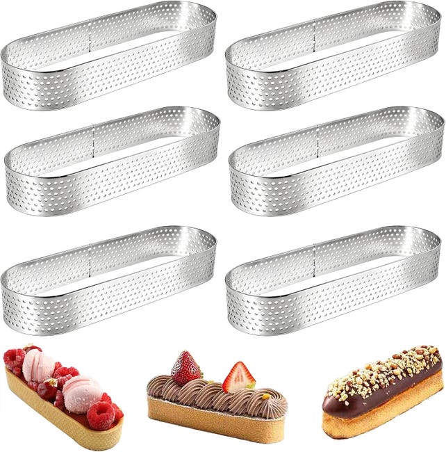 Set Mit 6 Ovalen Gebäckringen Aus Edelstahl 304 – Perforierte Törtchenformen Für Mousse Und Französische Desserts