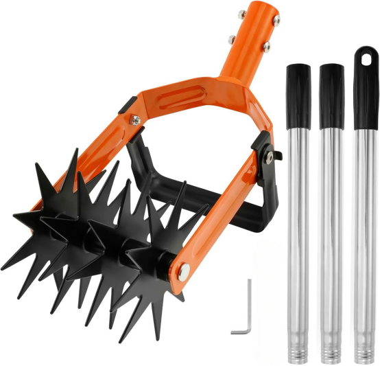2 In 1 146 Cm - Langer Verstellbarer Griff - Edelstahl - Wetter- Und Rostbeständig - Gartenfräse Zum Lockern Und Mischen Von Erde
