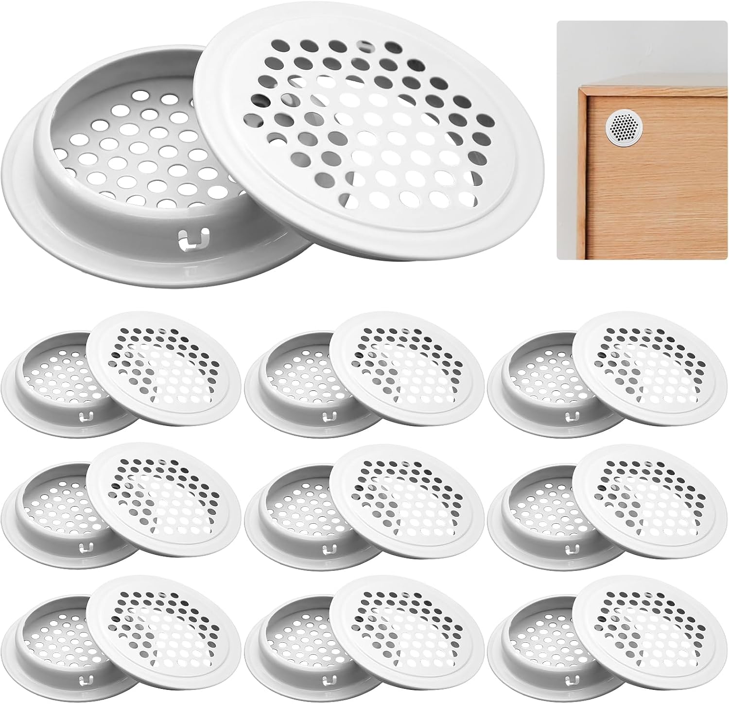 20 Stück Runde Lüftungsgitter – 53 Mm Edelstahl, Runde Lüftungslochabdeckung Für Kleiderschrank, Schrank, Schuhschrank, Bücherregale (weiß)