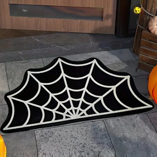 Halloween-fußmatte 40x60cm, Weihnachts-fußmatte Mit Spinnennetzmotiv, Waschbare, Rutschfeste Fußmatte