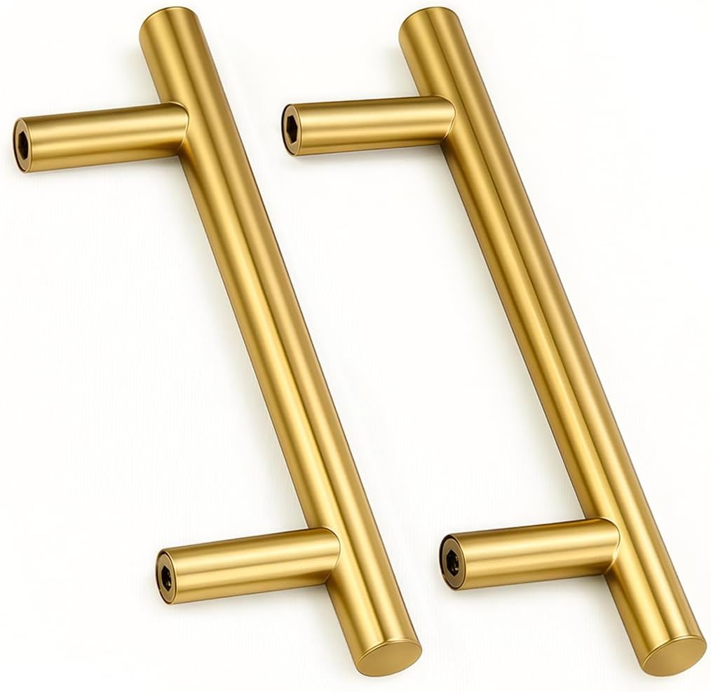 2 Stück Goldfarbene Türknöpfe Aus Edelstahl, Möbelgriff Mit Schrauben Für Schubladen, Schränke, Küchen Und Heimdekoration, Lochabstand 128 Mm