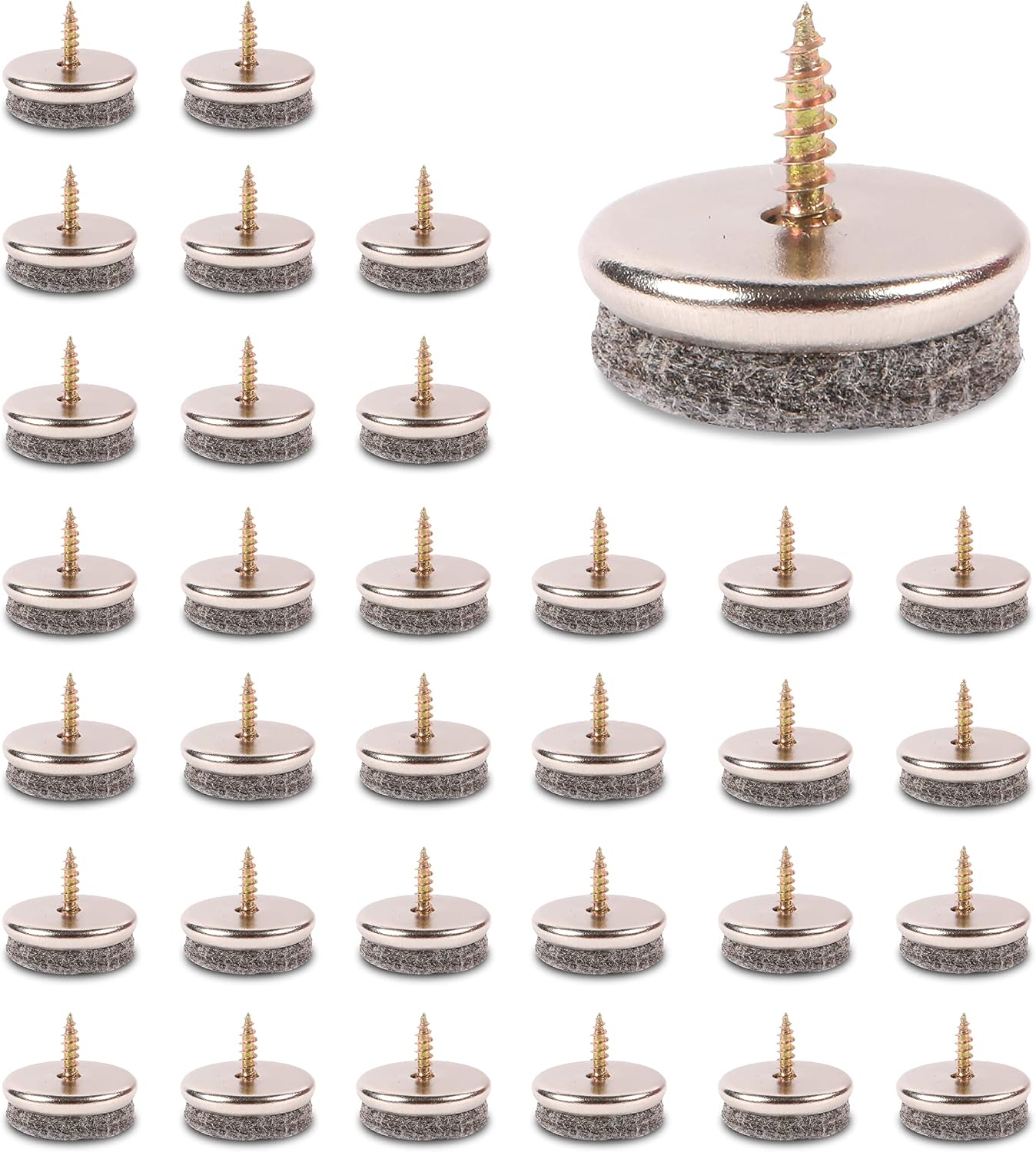 32 Filz-schraubfüße, Stuhlgleiter Mit 28 Mm Durchmesser. 5mm Dicke Filz-schraubfüße (grau)