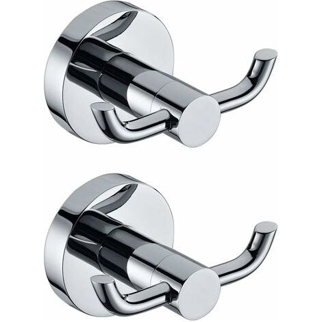 Set Mit 2 Modernen Wandhaken, Poliertes Chrom, Massives Messing, Doppelter Handtuchhalter, Tür, Badezimmer, Toilette, Hut, Kleidung, Wandtür, Kleiderbügel