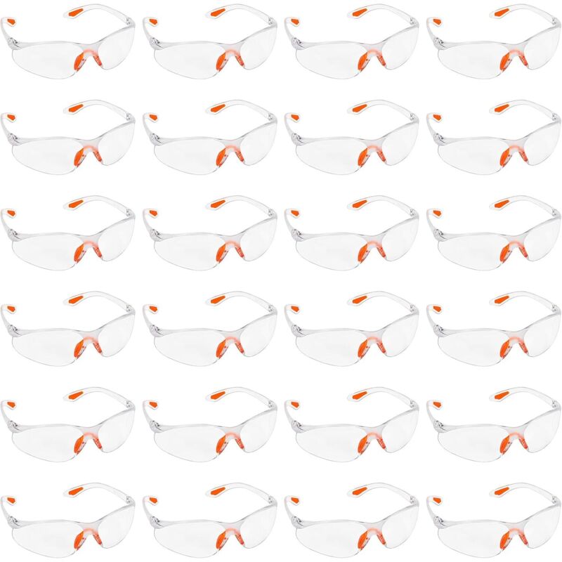 Set Mit 24 Transparenten Schutzbrillen – Schutzbrille Mit Kunststoffgläsern, Nasensteg Und Gummibügelspitzen Für Komfort – Transparente Psa-brille