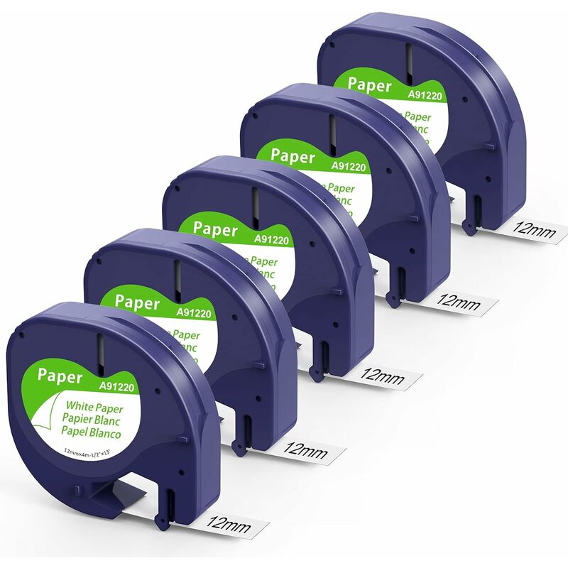 Fimax-kompatibles Dymo Letratag-papierband 91200, 12 Mm X 4 M, Schwarz Auf Weiß, Nachfüllung Für Dymo Letratag Xr Lt-100h Lt-100t Xm Etikettendrucker (dymo Letratag Paper White Label Tape S0721510)
