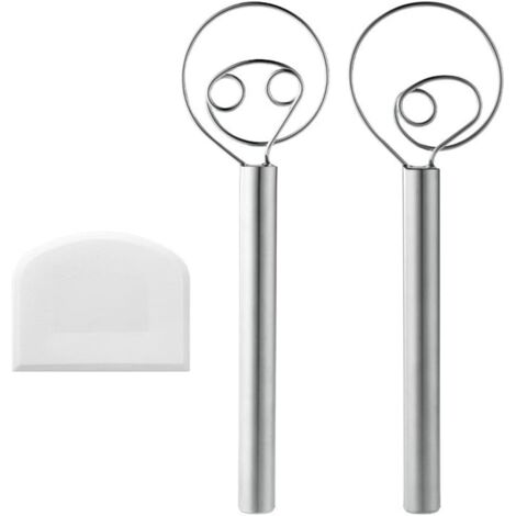 Dänischer Teigbesen, Set Mit 2 Teigbesen Aus Edelstahl 304, Manueller Mixer Für Brotteig, Kuchenherstellung Für Gebäck, Pizzateig