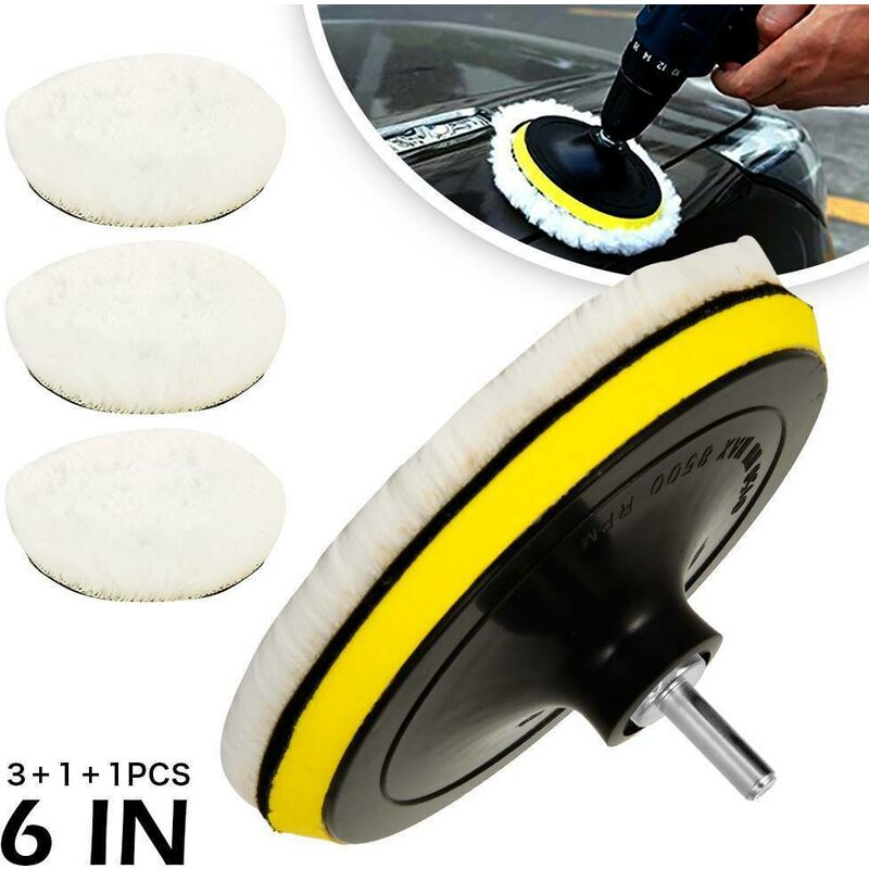 Polierpads Aus Lammwolle, 150 Mm Wollpolierfelle Mit M14- Und Sechskantschaft-bohreradapter, Auto-polierscheibe Mit Klettverschluss Zum Schleifen Und Polieren