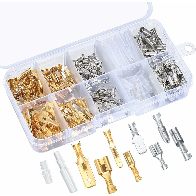 150-teiliges Automotive-elektrik-crimp-anschluss-set, 6,3 Mm, 4,8 Mm, 2,8 Mm, Elektrische Kabelverbinder, Männlich Und Weiblich, Für Motorräder, Autos, Roller, Boote, Elektrische Instrumente