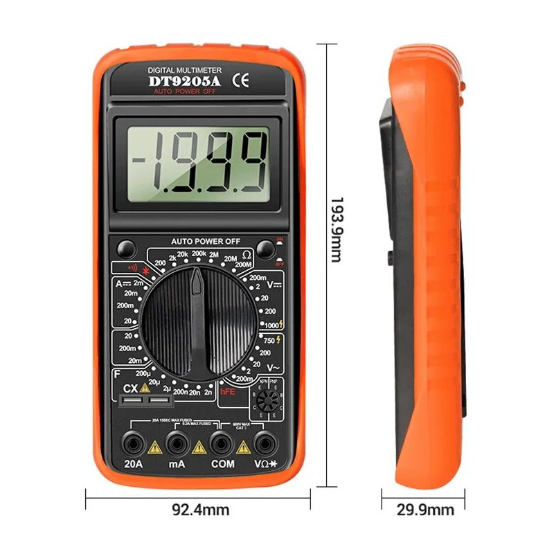 Handheld Digital Multimeter Lcd Display True Rms Ac Dc Strom Voltmeter Transistor Tester Ohm Kondensator Diode