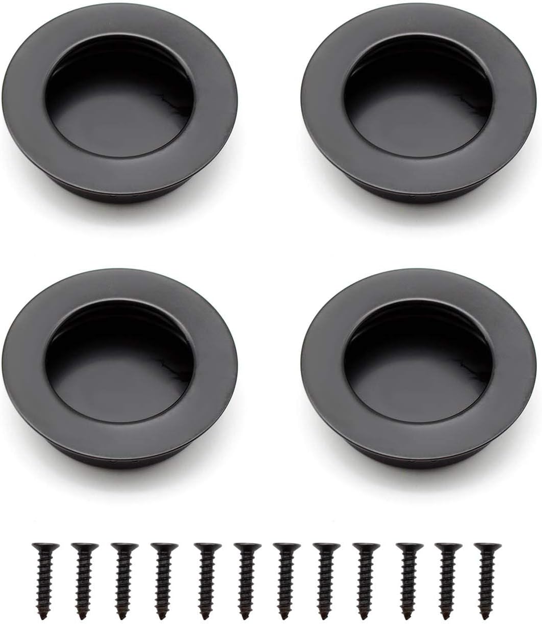 4 Stück Runde Griffmulden, 40 Mm Edelstahl-schiebetürgriff, Schwarze Möbelgriffe Können Für Schubladen, Schränke, Individuelle Möbel Verwendet Werden