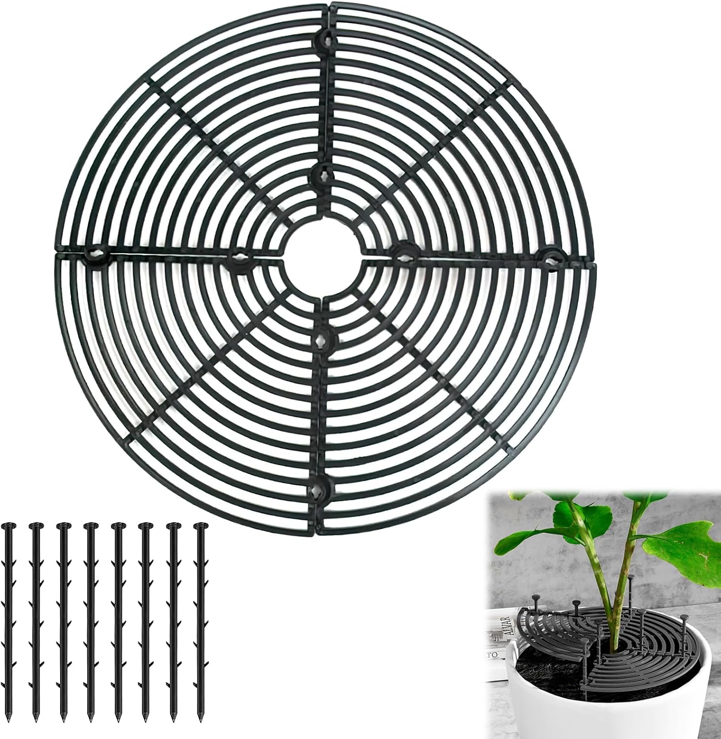 Schutzgitter Für Blumentöpfe – Verstellbare Blumentopfabdeckung Bis 30 Cm – Komplettes Set Mit Bolzen Und Abs-kunststoffplatten – Schützt Pflanzen Vor Katzen, Kindern Und Schmutz