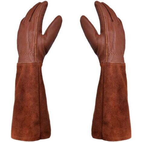 Gartenhandschuhe – Paar Gartenhandschuhe – Lederschutz – Lange Dornen-gartenhandschuhe, Stich- Und Schnittfest Und Wig-schweißhandschuhe Für Die Bienenzucht – Braun – L