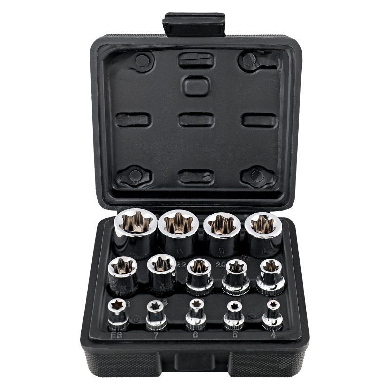 14-teiliger E-torx-steckschlüsselsatz, E4-e24-autoreparaturwerkzeug-kombinationssatz