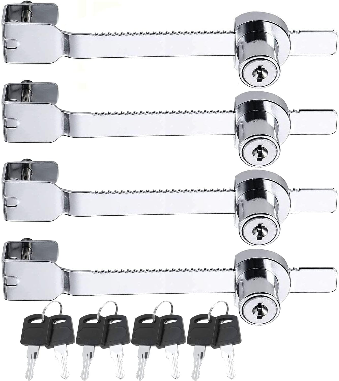 4er-pack Schiebesägenschlösser Mit Schlüssel Für Vivarium, Terrarium, Vitrine, Glastür-ratschenschloss, Gleichschließendes Schloss, Silber