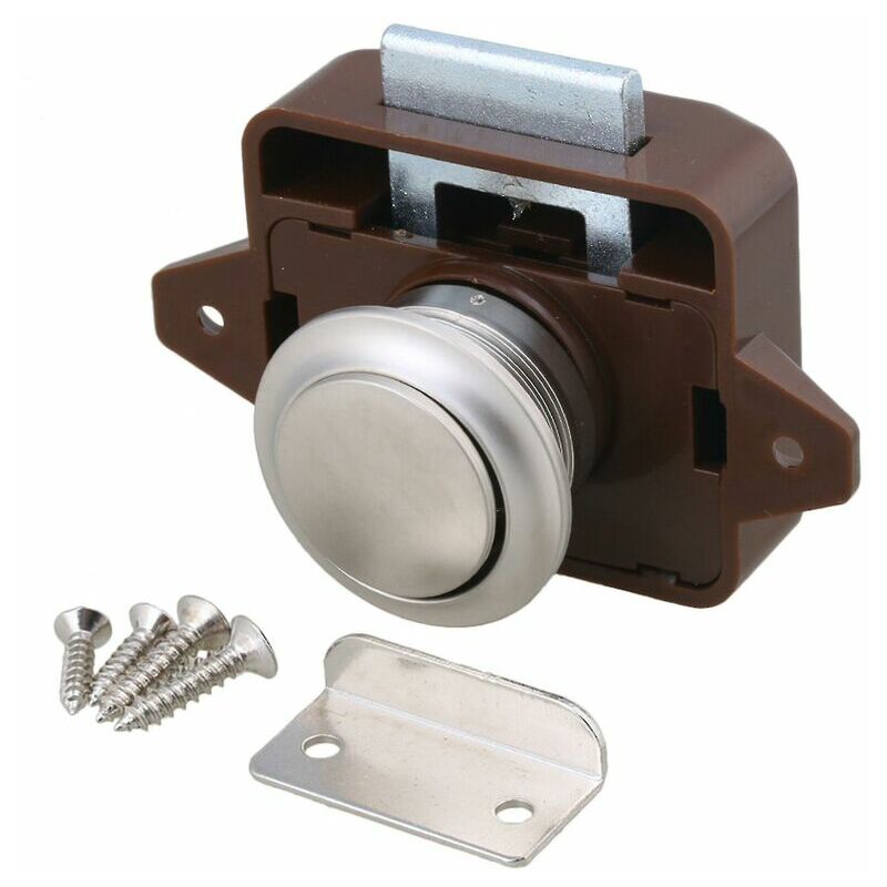 Druckknopf-schrankriegel Für Wohnmobil, Wohnmobil, Wohnwagen, Braun, Silber