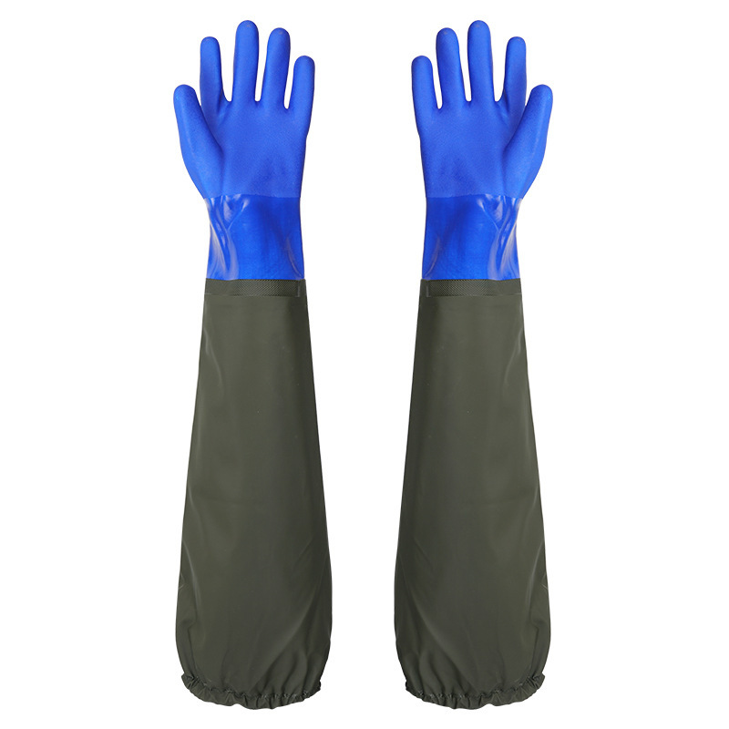 Mattierte, Wasserdichte, Verlängerte Gummihandschuhe – 27 Zoll, Beflocktes Futter, Elastische Bündchen – Für Teichreinigung, Chemische Industrie, Landwirtschaft, Fischerei, Bauwesen