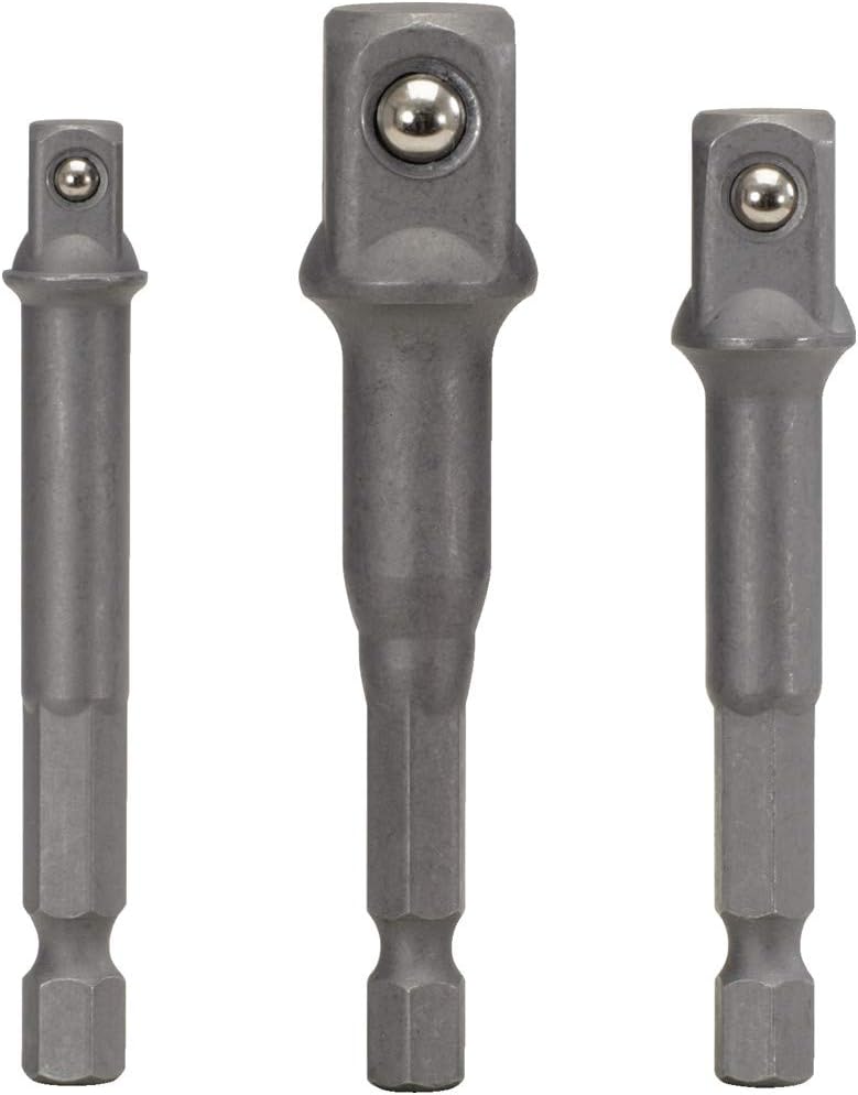 Sechskantgriff-auf-vierkant-steckschlüssel-adapter-set, 3-teiliges Steckschlüssel-adapter-set 1/4 (65 Mm) - 3/8 (65 Mm) - 1/2 (73 Mm)