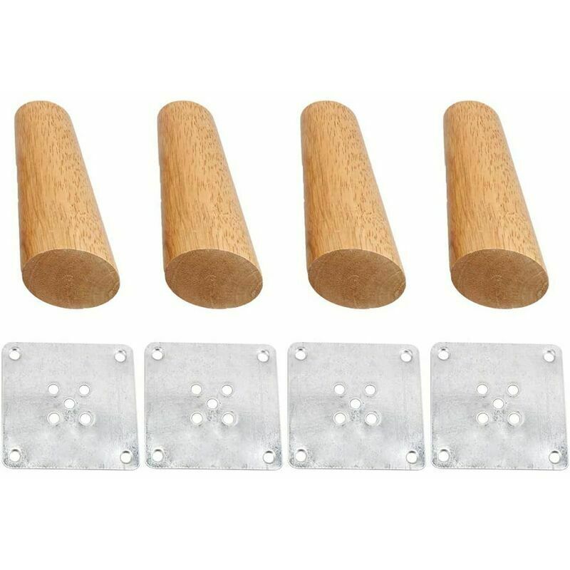 Set Mit 4 Massivholz-möbelbeinen, Schräg 15 Cm, Ersatzfüße Mit Montageplatte Und Schrauben Für Sofa, Fernseher, Bett, Esstisch
