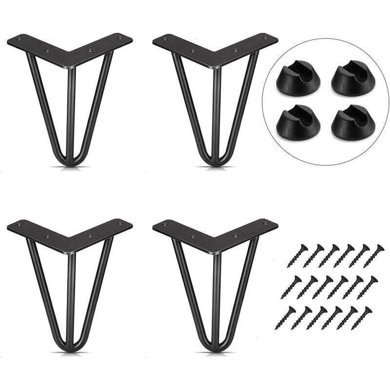 Set Mit 4 Tischbeinen, 10 Cm, Diy-möbelfüße Für Kaffee, Esstisch, Schreibtisch, Schwarz + Fußschutz Und Schrauben