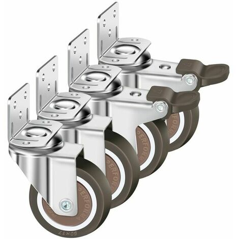 Stück 50 Mm Leise Lenkrollen, Tragkraft 100 Kg, Möbelrollen Mit L-schaft, 360° Drehbar (2 Rollen Mit Bremsen, 2 Rollen Ohne Bremsen)