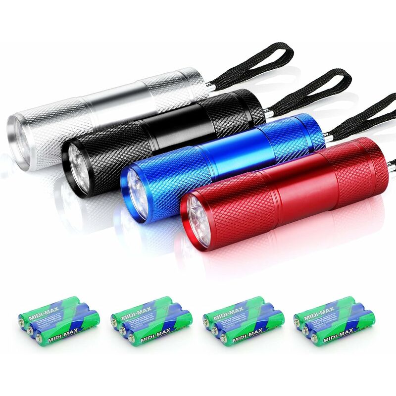 Led-taschenlampe, 4 Stück, Mini-taschenlampe, Inklusive 12 Batterien, Wasserdichte Taschenlampe Für Kinder Oder Camping, Lesen, Wandern, Wandern, Arbeiten