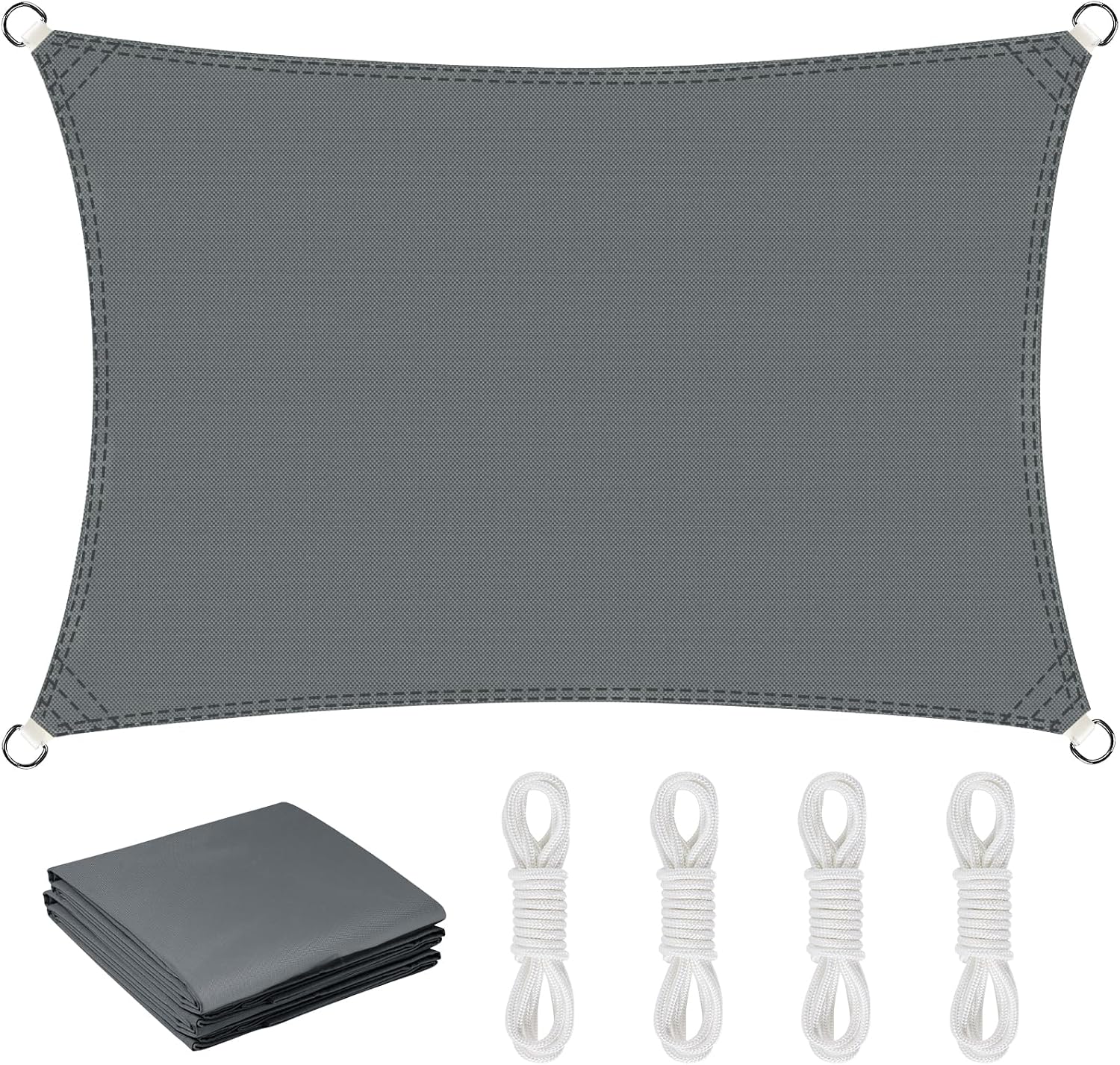 Sonnensegel, Sonnensegel 3 X 4 M, Rechteckig, Wasserdichtes Sonnensegel Bietet Uv-schutz, Sonnensegel Für Terrasse, Anwendbar Auf Gärten, Balkon Und Pergola (grau)