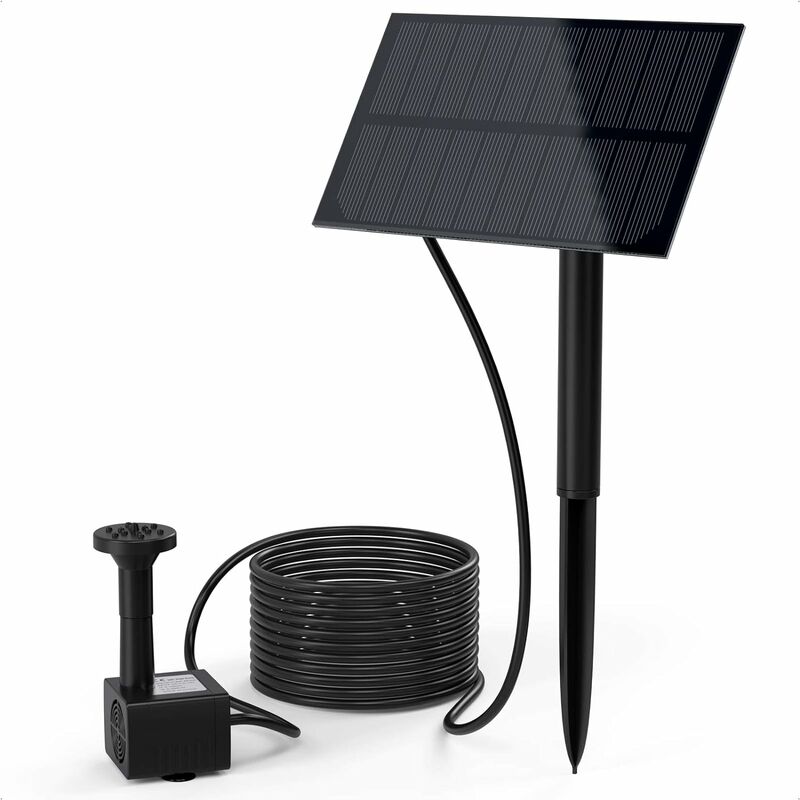 Solar-brunnenpumpe, 1,5 W Solar-wasserpumpe Mit Erdspieß Und 7 Verschiedenen Düsen, Schwimmender Brunnen Für Gartenteich, Teich Im Freien