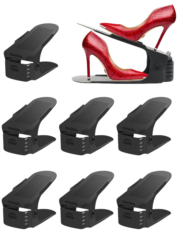 7-teiliges Verstellbares Schuhregal, Schuh-organizer, Stapelbare Schuhe, Verstellbares Schuhregal/stapler, Platzsparende Schuhaufbewahrung
