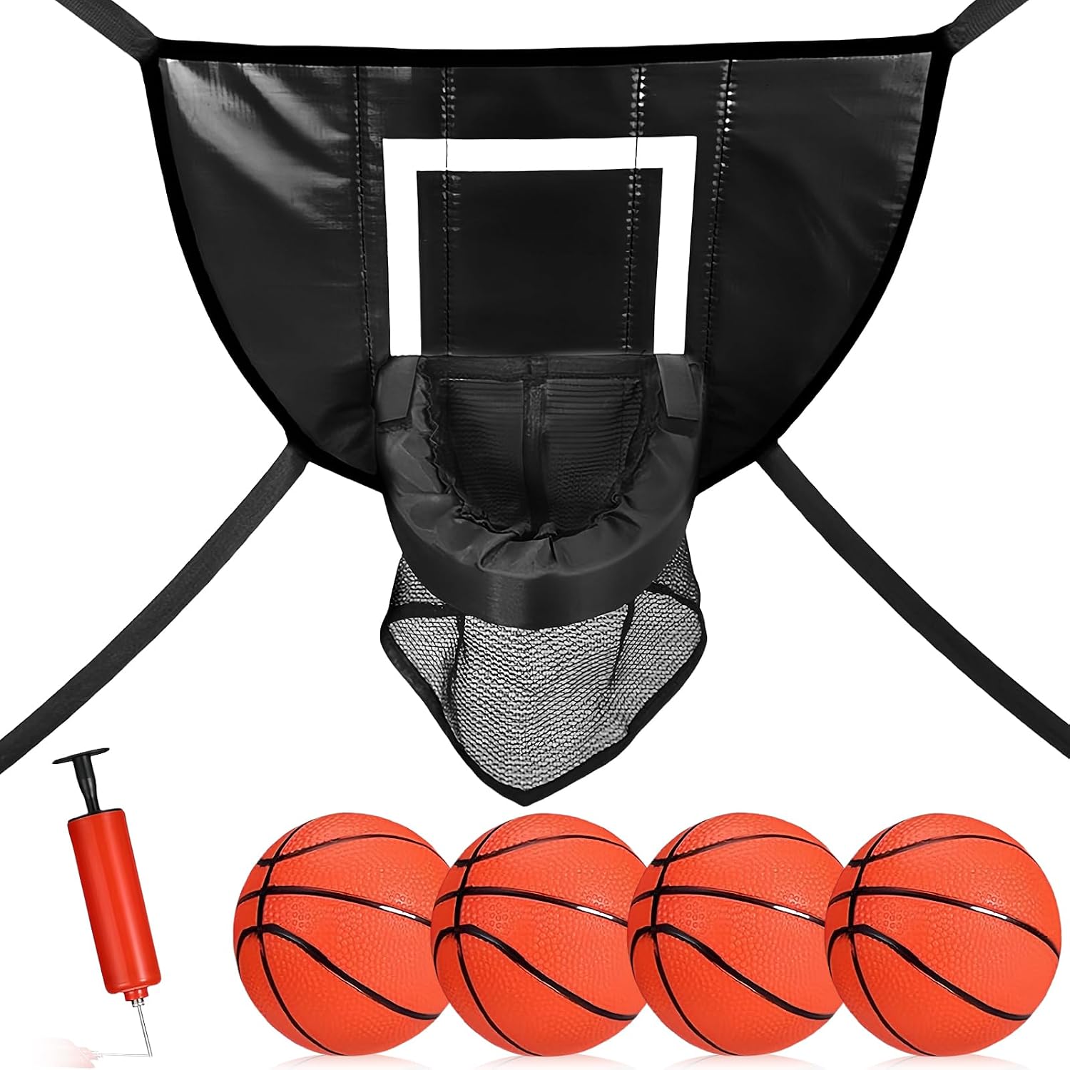 Trampolin-basketballkorb: Abreißring Zum Trampolinspringen, Mini-basketballkorb Für Den Außenbereich Mit 4 Mini-basketbällen Und Pumpe, Universal-basketballkorb Für Kinder Und