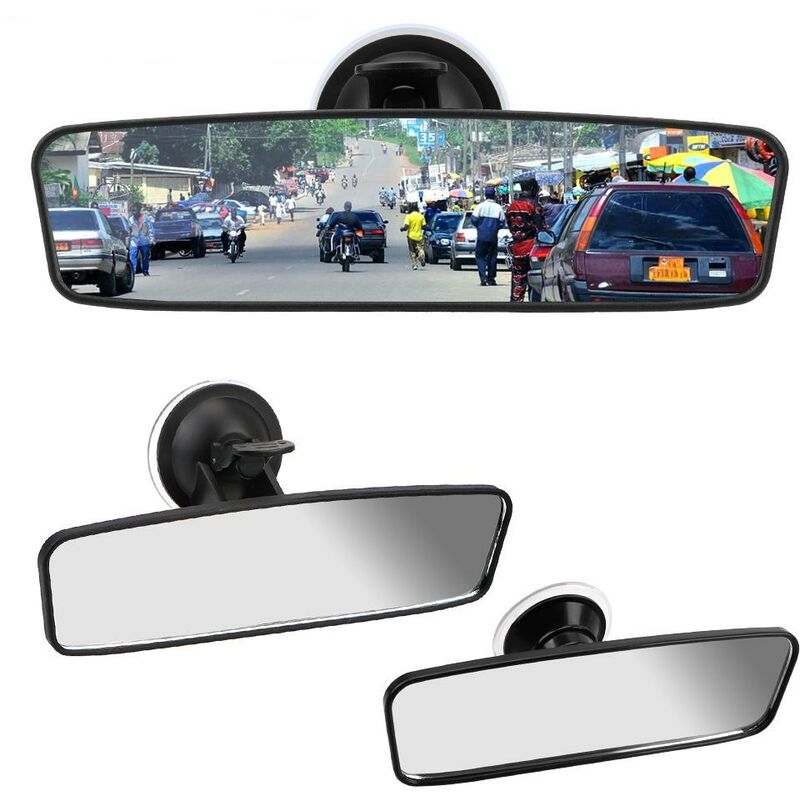 2pc Universal-rückspiegel Für Den Innenbereich, 360° Drehbar, Weitwinkel-rückspiegel, Saugnapf, Verstellbar, Für Auto-rückspiegel, Autoteile, China, 200 X 60 Mm, Praktisch