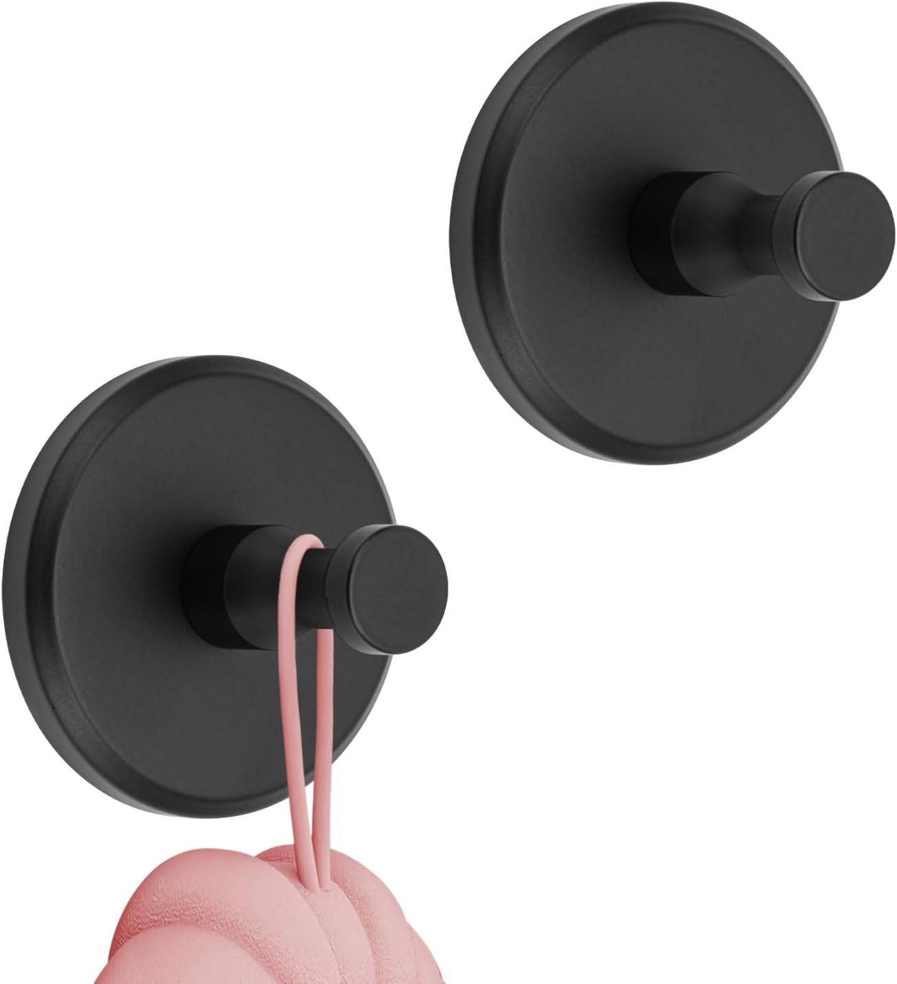 2er-pack Extra Starke Haken Mit Saugnapf Für Badezimmer, Handtuch- Und Bademantelhaken, Schwarz
