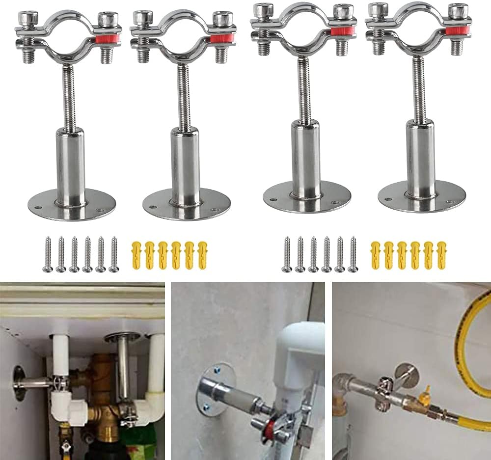 4-teilige Verstellbare Rohrstützklemmen Aus Edelstahl, Wandmontierte Rohrhalterung, Stark, Stabil Für 32–34 Mm Durchmesser, Zum Befestigen Von Rohren, Schläuchen, Stangen Usw.