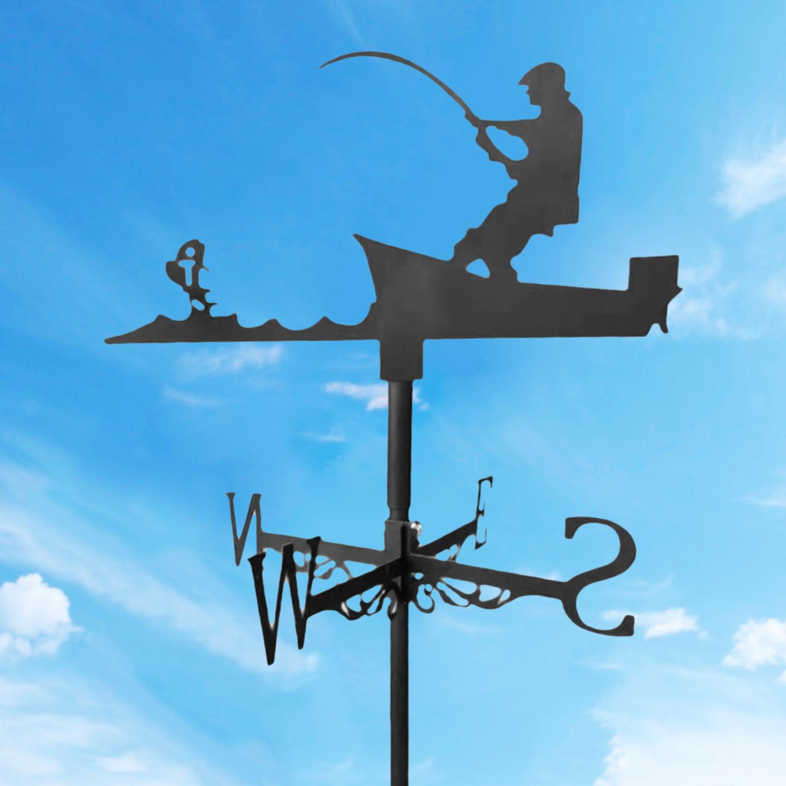 Wetterfahne Zum Angeln, Fischer, Ornament, Wetterfahnen, Wetterfahne Aus Metall, Windmesswerkzeug, Schwarz, Für Dach, Hof, Garten, Bauernhaus, Außendekoration