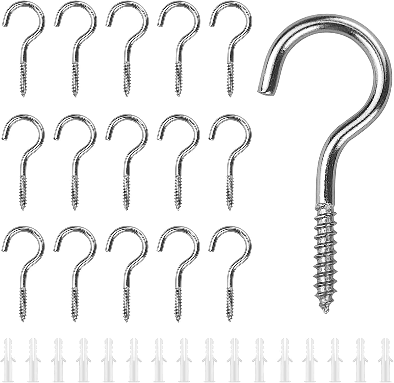 16 Stück Metall-schraubhaken, Edelstahl-schraubhaken, Decken-schraubhaken, Schraubhaken Zum Aufhängen Von Tassen, Hüten, Lichtern, Seilen, Pflanzen