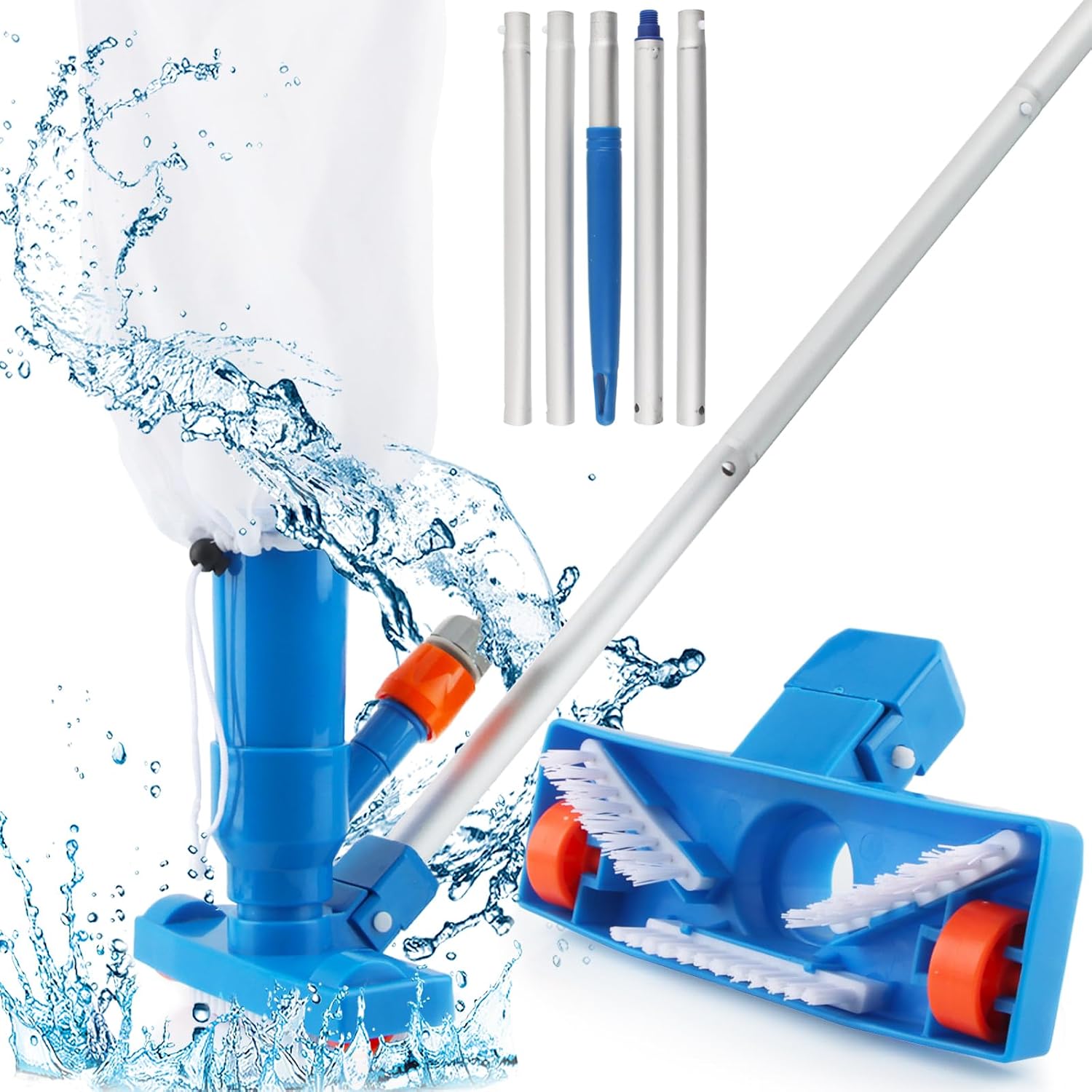 Pool-staubsauger, Pool-wartungsset, Pool-staubsaugerfilter, Mit Filterbeutel Und Verstellbarer Stange Zum Reinigen Von Pools, Teichen, Brunnen Usw.