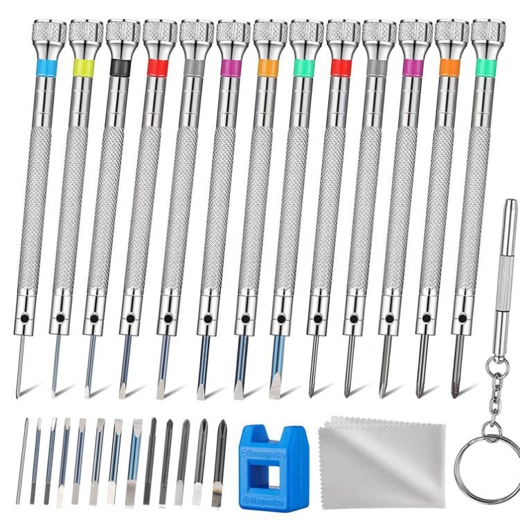 Präzisions-schraubendreher-set, Uhrenschraubendreher Zur Reparatur, Uhrmacher-schraubendreher Mit Entmagnetisierer, Uhrmacher-reparaturwerkzeuge